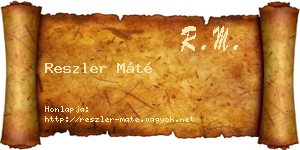 Reszler Máté névjegykártya